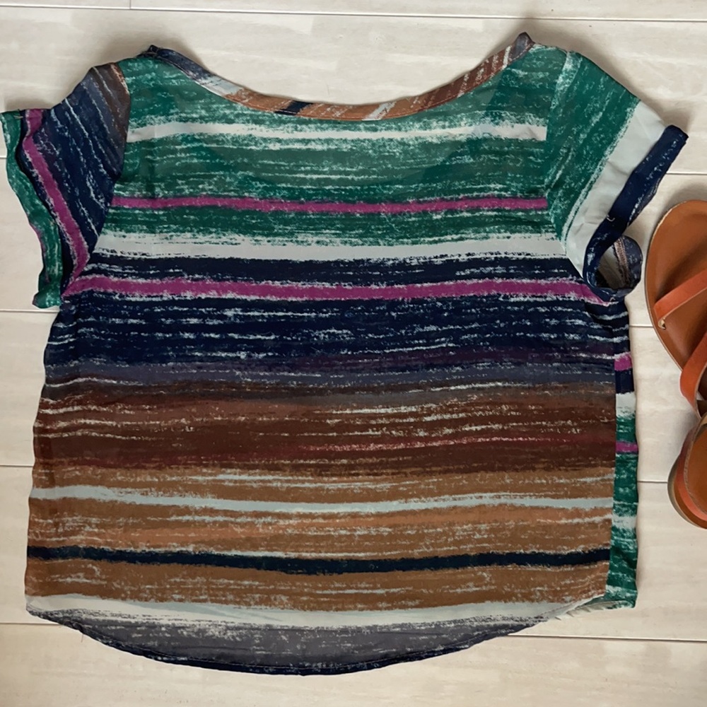 🍃🍂Sheer Striped Top 🍂🍃 - Picture 2 of 2